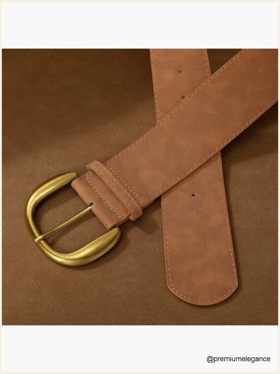 Wide Suede Leather Belt Chunky Buckle Waist Belt for Women